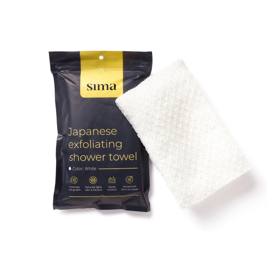Sima Japanese Exfoliating Shower Towel - White