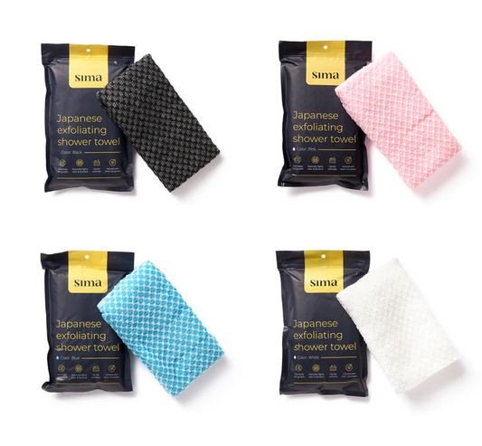 Sima Body Exfoliating Towel Set – Japanese Scrub Towel 4-Pack