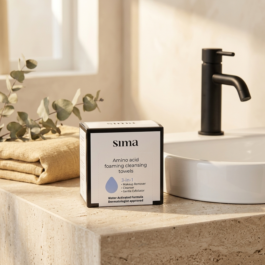 Amino acid foaming cleansing towels