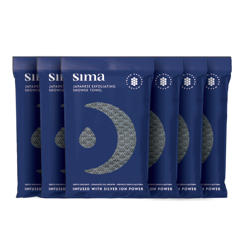 Sima Japanese Exfoliating Towel Family Pack of 6