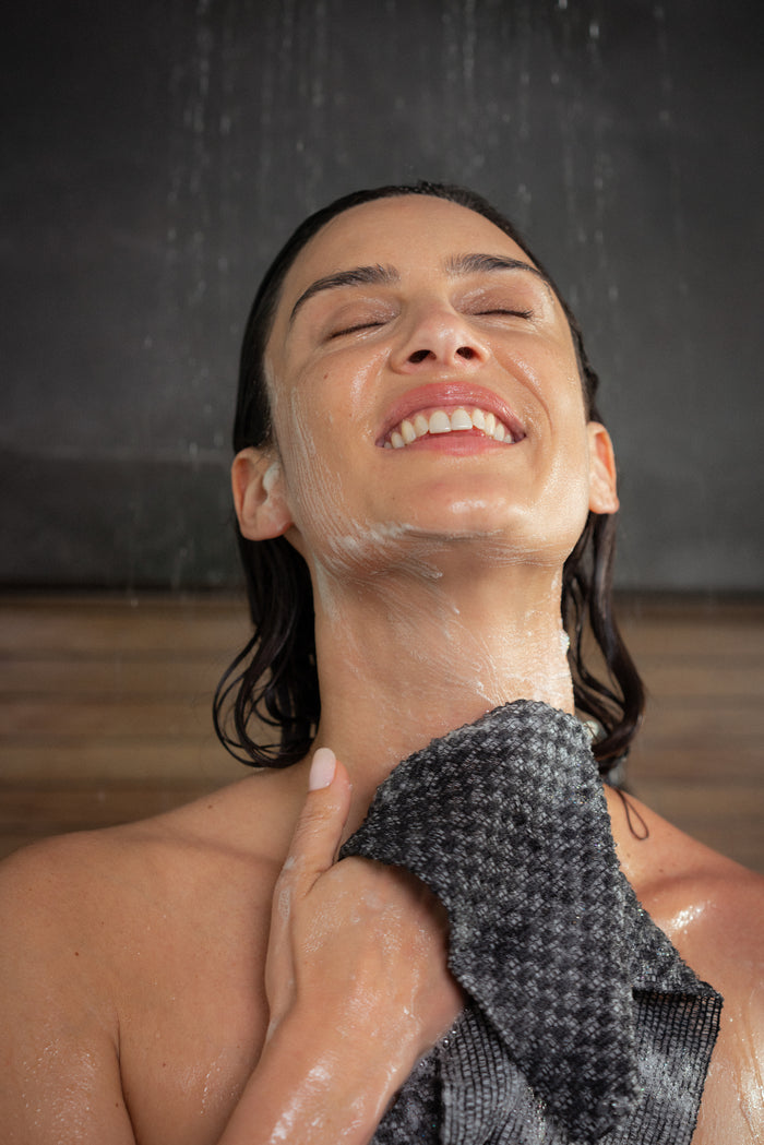Japanese exfoliating shower towel