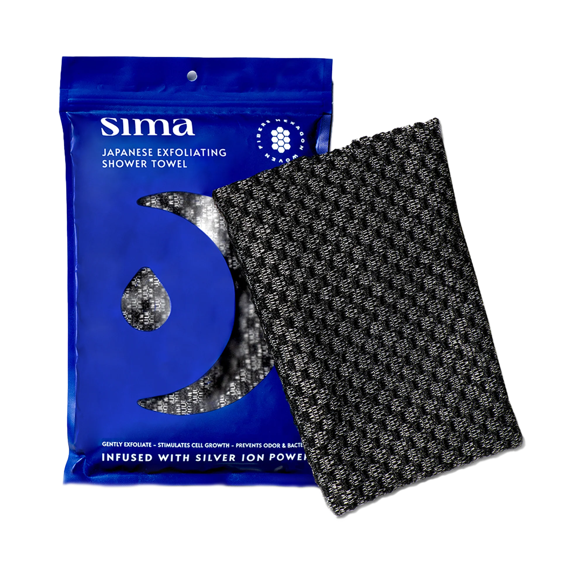 Sima Japanese Exfoliating Shower Towel - Black