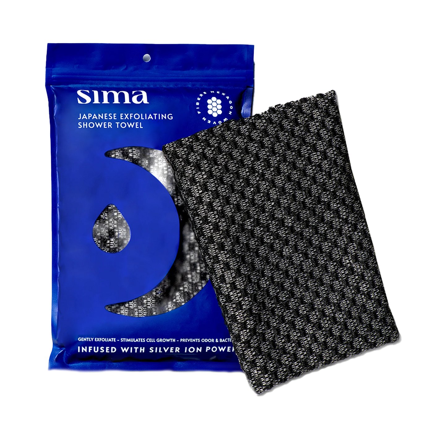 Sima Japanese Exfoliating Shower Towel - Black