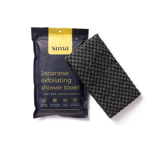 Sima Japanese Body Exfoliating Shower Towel Black