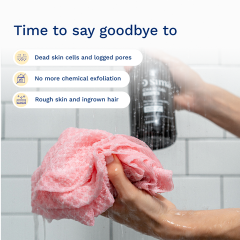 Sima Japanese Exfoliating Shower Towel - 1 Pack Pink
