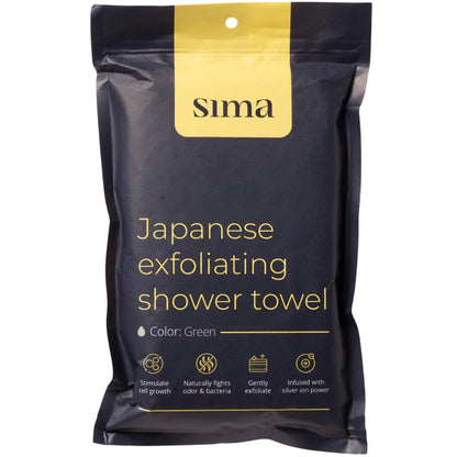 Sima Japanese Exfoliating Shower Towel – Aloe Green