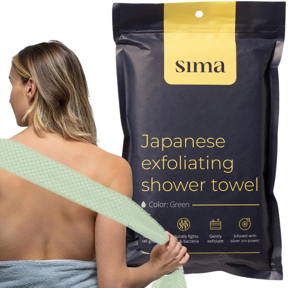 Sima Japanese Exfoliating Shower Towel – Aloe Green